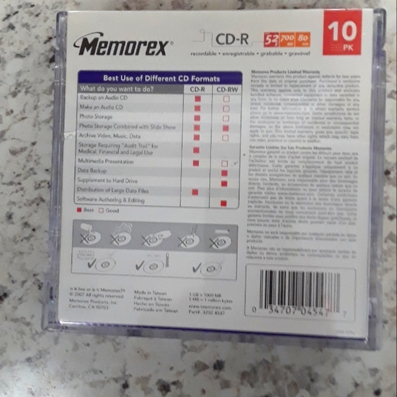 10 * Memorex Blank CD-Rom upto 52x Speed 700MB 80 Minutes + Flip Open Case New - Picture 4 of 5